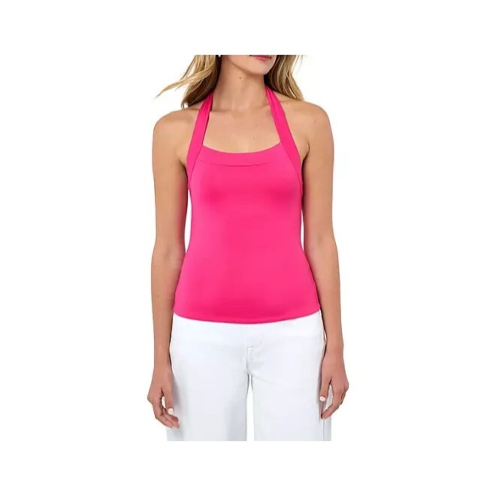 Edited by Remi Bader Womens Halter Top Pink Scoop Neck Stretch Tank Size XL